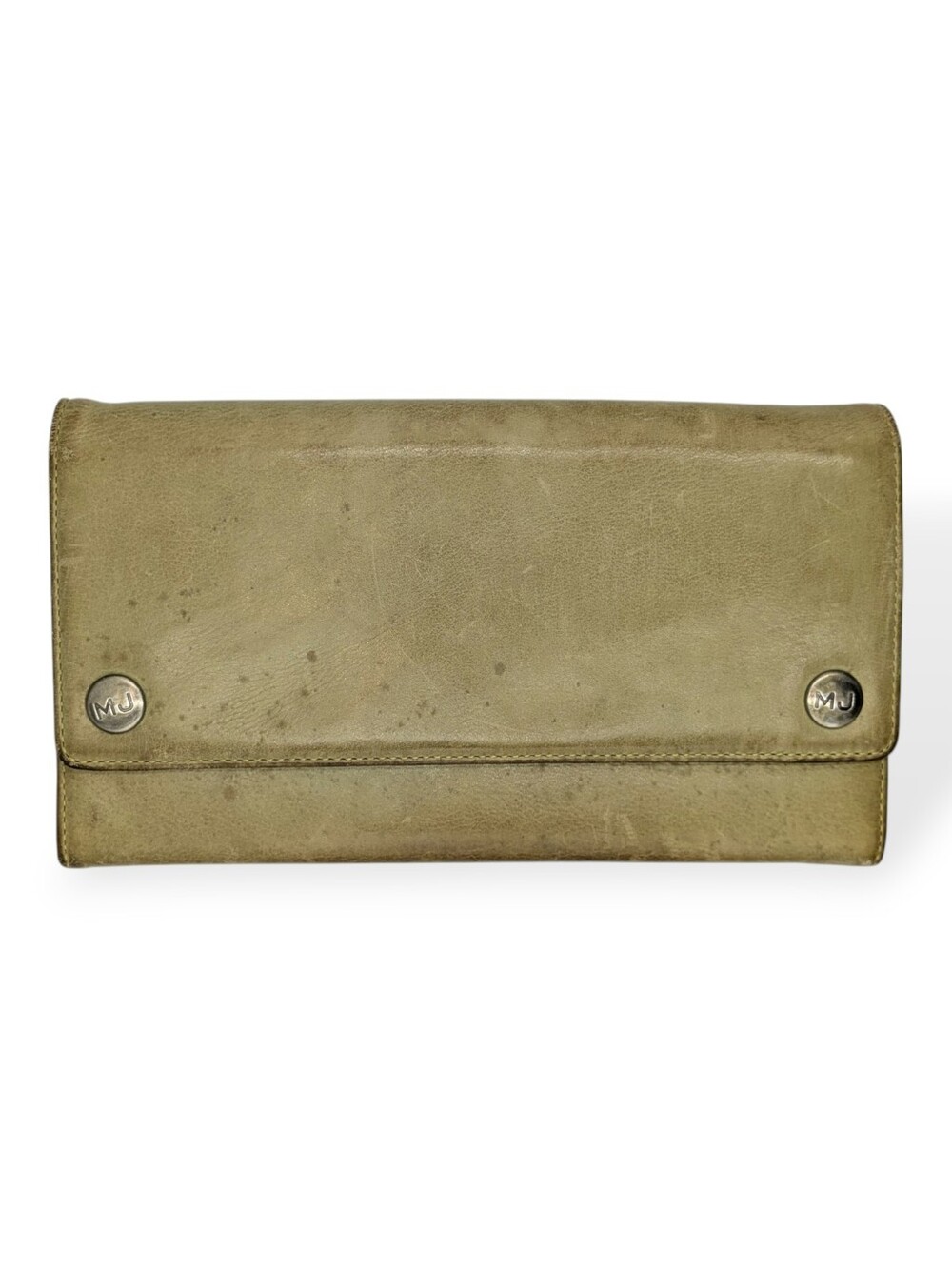 Marc Jacobs Vintage Wallet Smooth Leather Olive‎ Green According Snaps Charm Zip